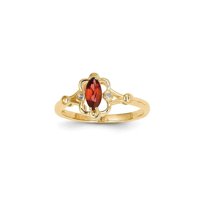 14k Yellow Gold Garnet Diamond Ring Goldia Rings