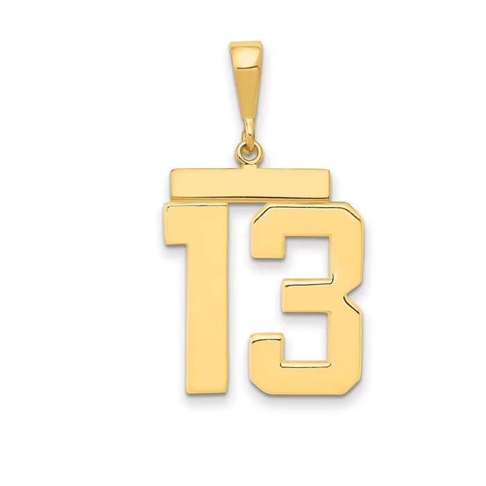 14k Yellow Gold Large Polished Number 13 Charm Goldia Charm Necklaces
