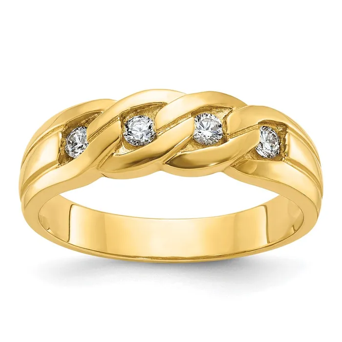 14k Yellow Gold Mens Link Design Diamond Ring Mounting Goldia Rings