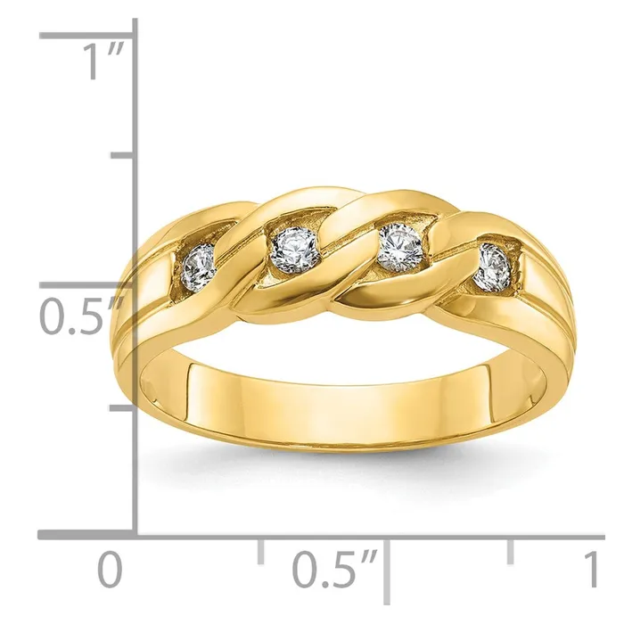 14k Yellow Gold Mens Link Design Diamond Ring Mounting Goldia Rings