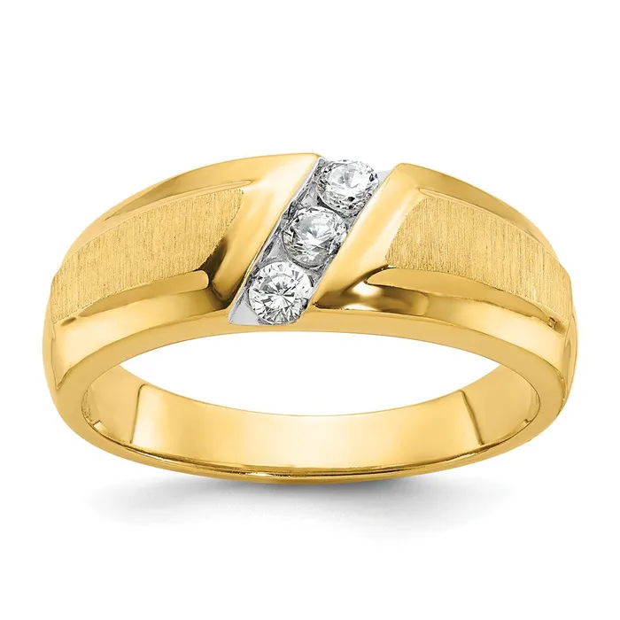 14k Yellow Gold Mens Polished and Satin Diamond Ring Mounting Goldia Rings 14k Yellow Gold Mens Polished and Satin Diamond Ring Mounting Goldia Rings