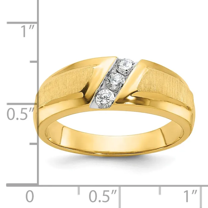 14k Yellow Gold Mens Polished and Satin Diamond Ring Mounting Goldia Rings