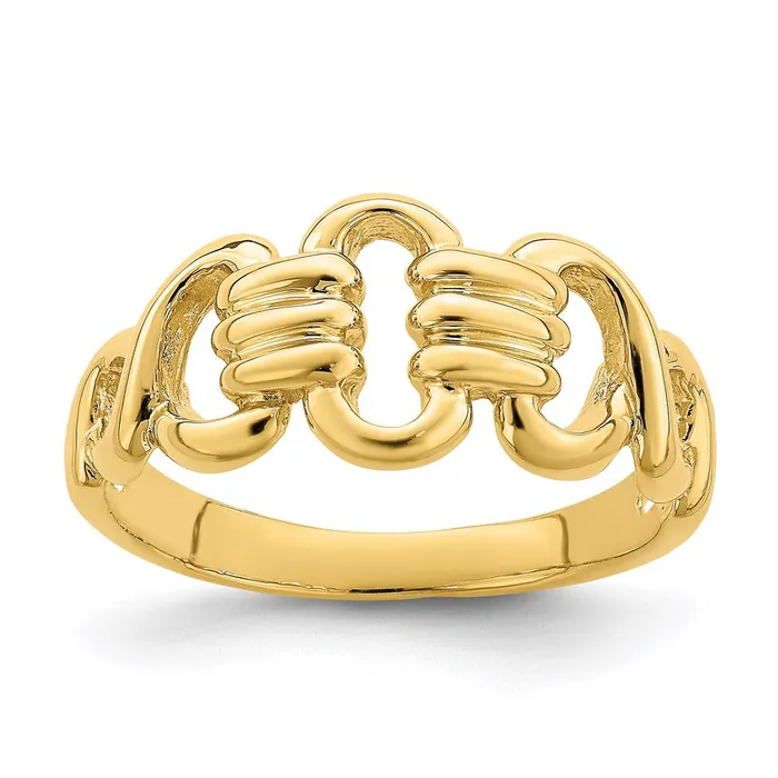 14K Yellow Gold Polished Freeform Links Ring Goldia Rings