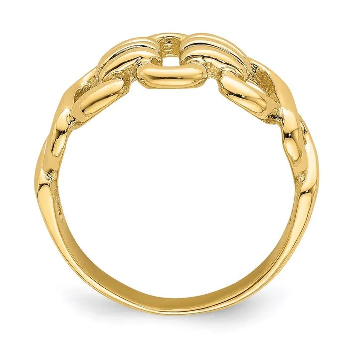 14K Yellow Gold Polished Freeform Links Ring Goldia Rings