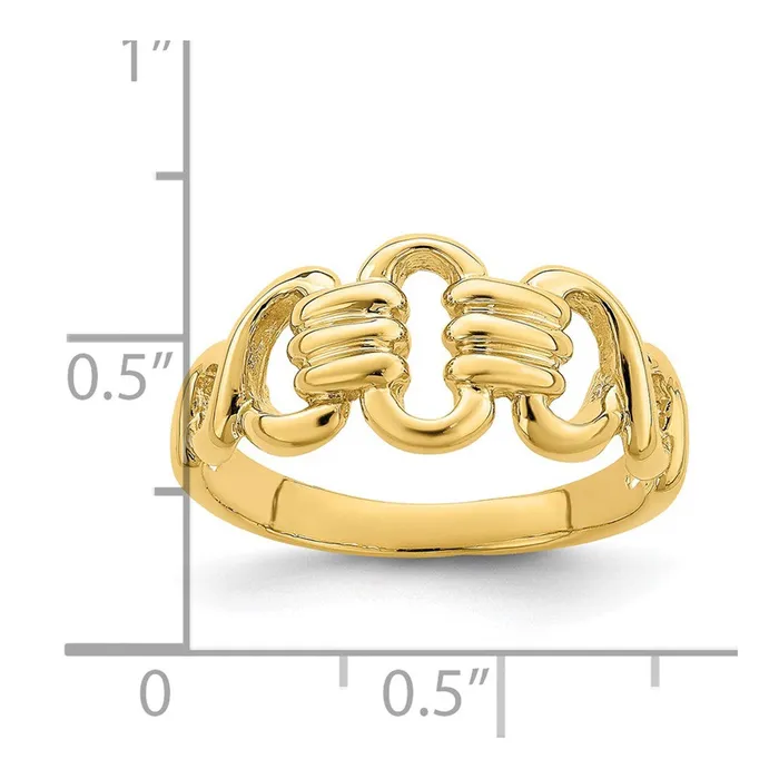 14K Yellow Gold Polished Freeform Links Ring Goldia Rings