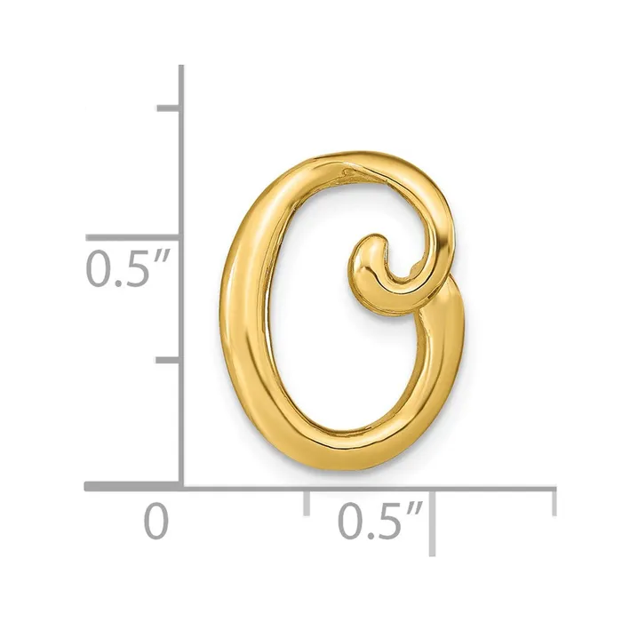 14k Yellow Gold Polished Letter O Initial Slide Goldia Necklaces
