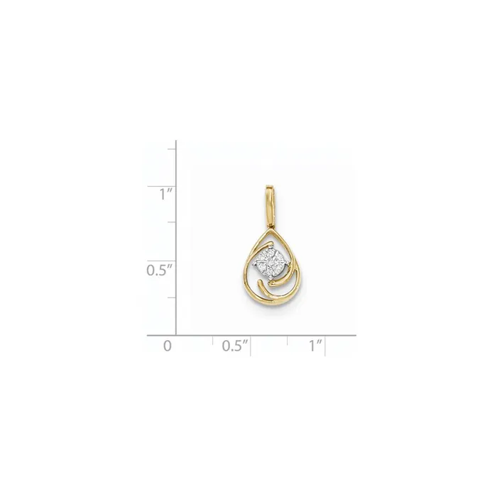 14K Yellow Gold Polished Real Diamond Teardrop Pendant Goldia PreStyled Sets