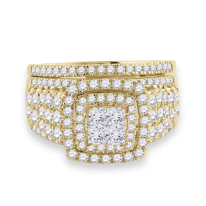 14k Yellow Gold Princess Diamond Bridal Wedding Ring Set 134 Cttw gndatlanta Rings 14k Yellow Gold Princess Diamond Bridal Wedding Ring Set 134 Cttw gndatlanta Rings
