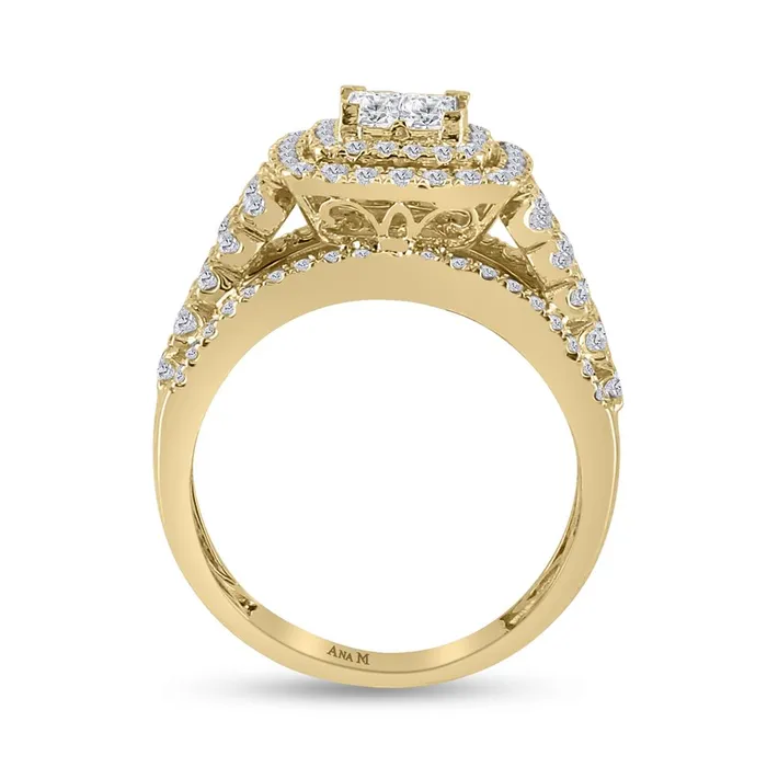 14k Yellow Gold Princess Diamond Bridal Wedding Ring Set 134 Cttw gndatlanta Rings