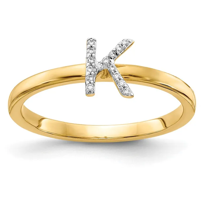 14k Yellow Gold Real Diamond Initial K Ring Goldiacom Rings