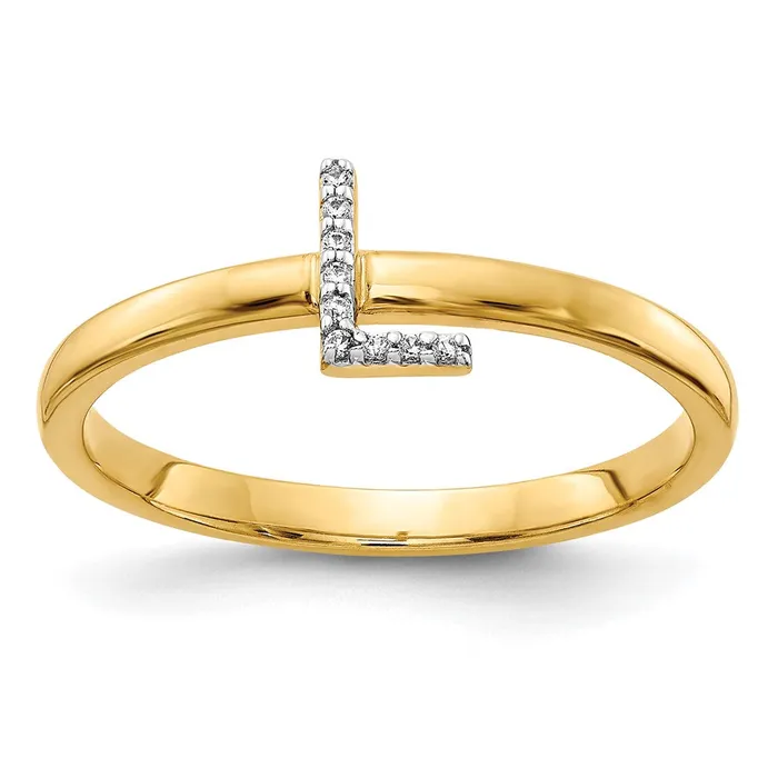 14k Yellow Gold Real Diamond Initial L Ring Goldiacom Rings