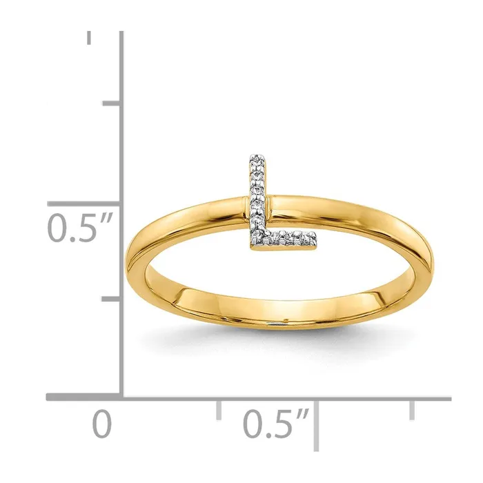 14k Yellow Gold Real Diamond Initial L Ring Goldiacom Rings