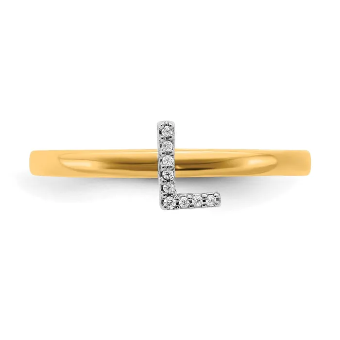 14k Yellow Gold Real Diamond Initial L Ring Goldiacom Rings