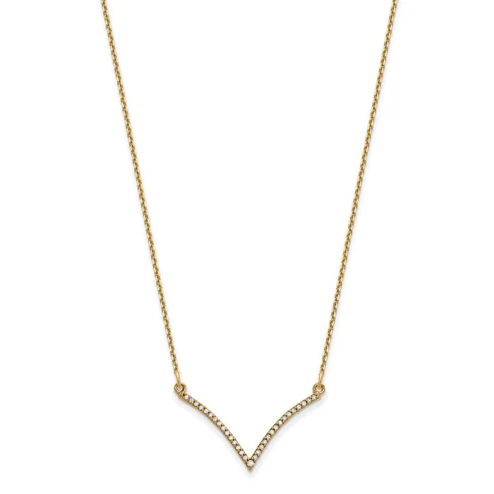 14K Yellow Gold Real Diamond V Necklace Goldia Necklaces