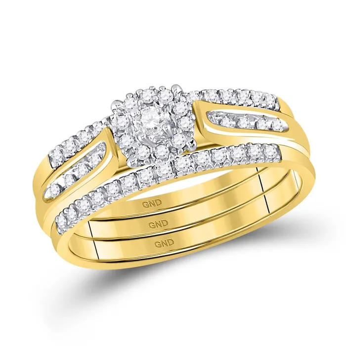14k Yellow Gold Round Diamond 3Piece Bridal Wedding Ring Set 14 Cttw gndatlanta Rings 14k Yellow Gold Round Diamond 3Piece Bridal Wedding Ring Set 14 Cttw gndatlanta Rings