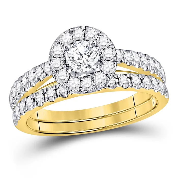 14k Yellow Gold Round Diamond Bridal Wedding Ring Set 1 Ctw Certified gndatlanta Rings