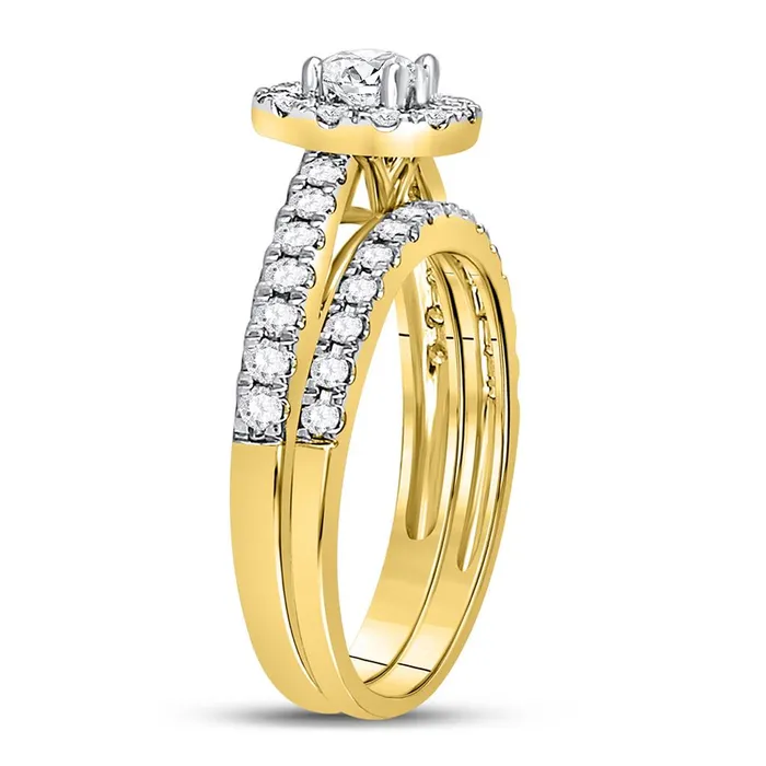 14k Yellow Gold Round Diamond Bridal Wedding Ring Set 1 Ctw Certified gndatlanta Rings