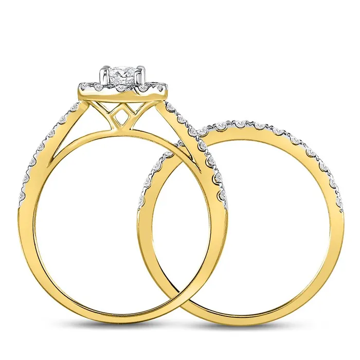 14k Yellow Gold Round Diamond Bridal Wedding Ring Set 1 Ctw Certified gndatlanta Rings