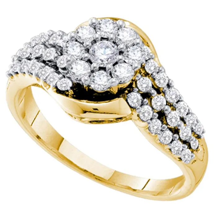 14k Yellow Gold Round Diamond Flower Cluster Ring 34 Cttw gndatlanta Rings 14k Yellow Gold Round Diamond Flower Cluster Ring 34 Cttw gndatlanta Rings