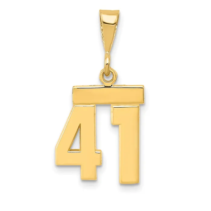 14k Yellow Gold Small Polished Number 41 Charm Goldia Charm Necklaces