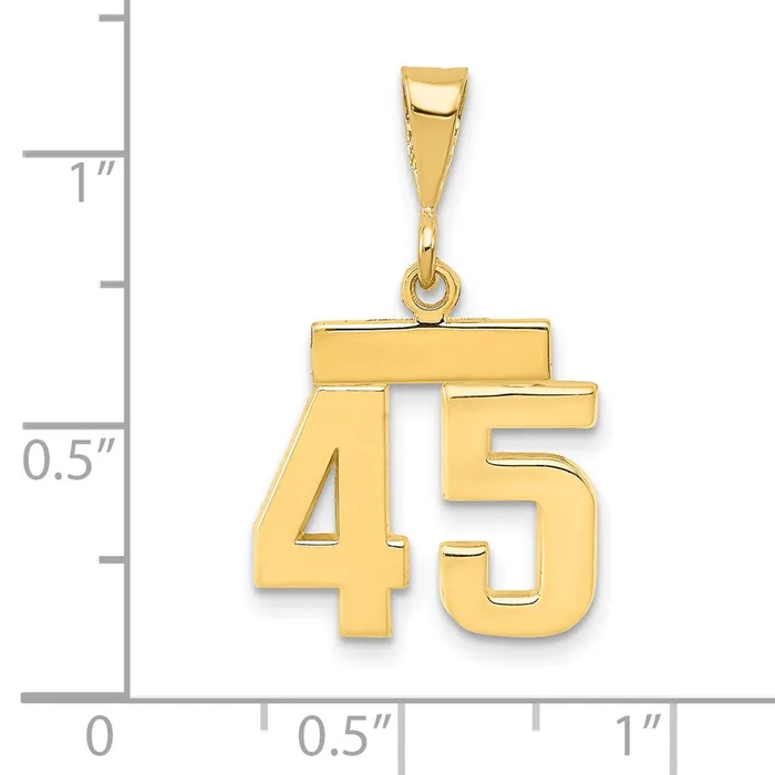 14k Yellow Gold Small Polished Number 45 Charm Goldia Charm Necklaces
