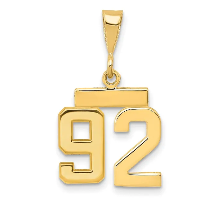 14k Yellow Gold Small Polished Number 92 Charm Goldia Charm Necklaces