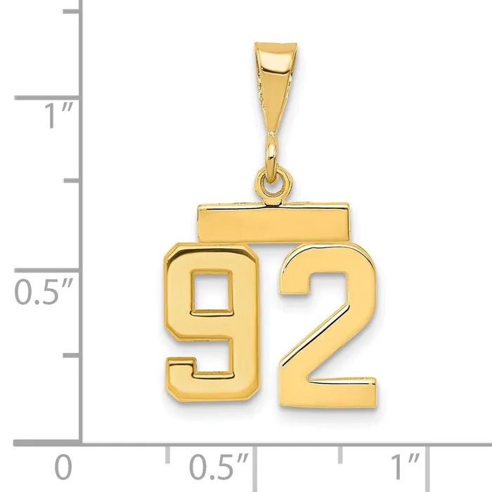 14k Yellow Gold Small Polished Number 92 Charm Goldia Charm Necklaces