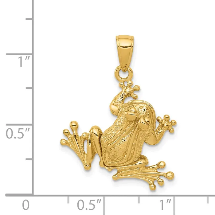 14k Yellow Gold Solid Polished 3D Moveable Frog Pendant Goldia PreStyled Sets
