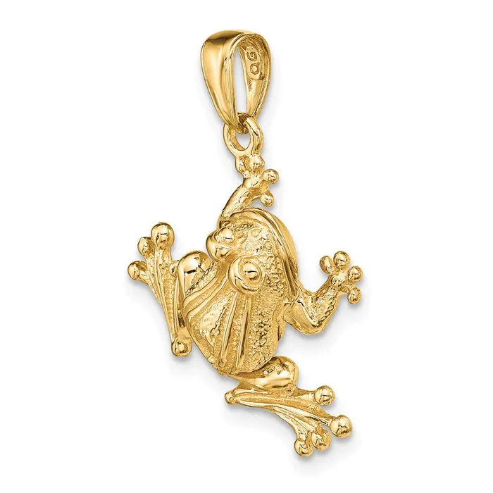 14k Yellow Gold Solid Polished 3D Moveable Frog Pendant Goldia PreStyled Sets