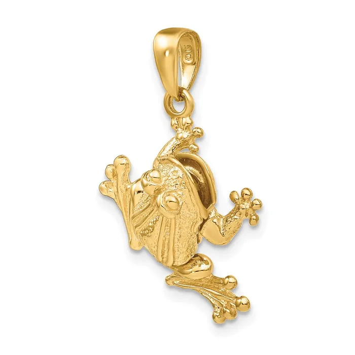 14k Yellow Gold Solid Polished 3D Moveable Frog Pendant Goldia PreStyled Sets