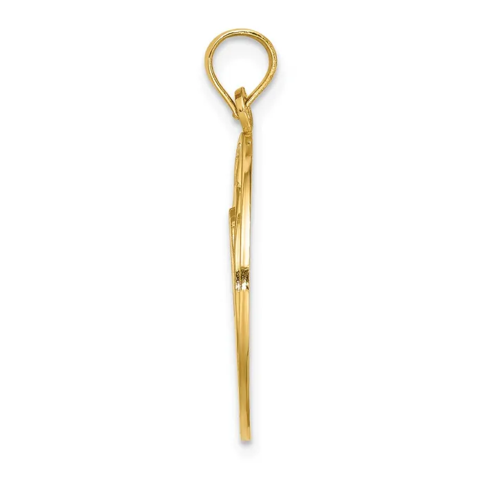 14k Yellow Gold ST CROIX w Two Dolphins In Circle Charm Goldia Charm Necklaces