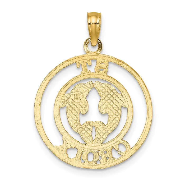 14k Yellow Gold ST CROIX w Two Dolphins In Circle Charm Goldia Charm Necklaces