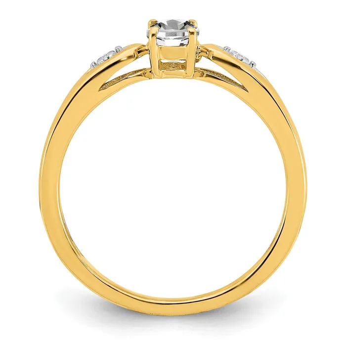 14K Yellow Gold White Topaz and Real Diamond Ring Goldia Rings