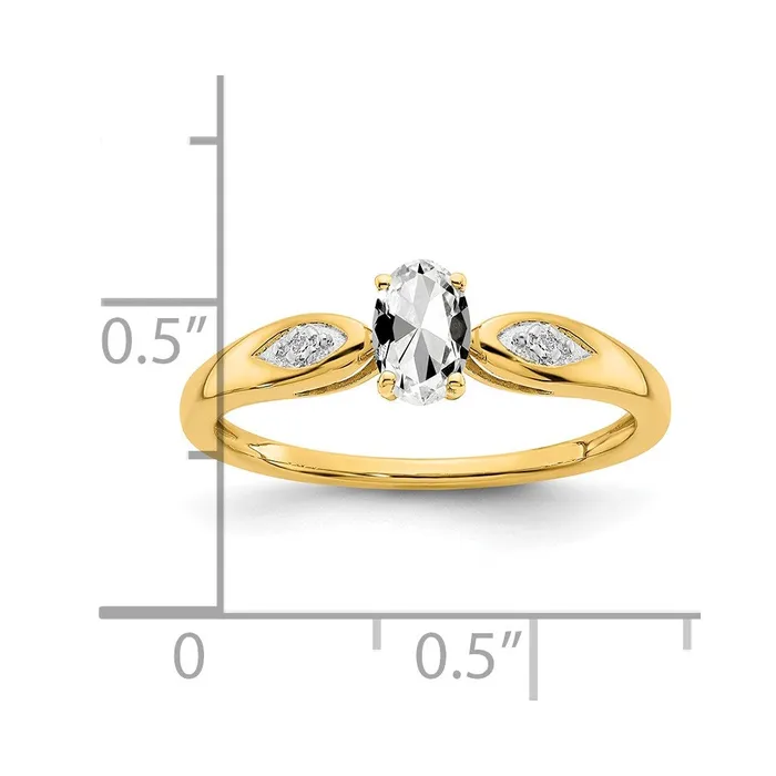 14K Yellow Gold White Topaz and Real Diamond Ring Goldia Rings