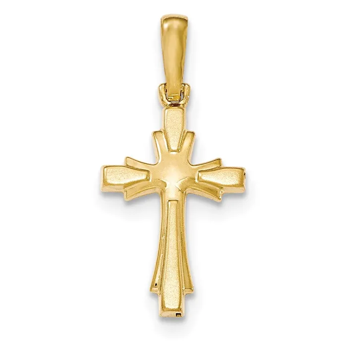 14k Yellow GoldY Polished and Brushed Cross Pendant Goldia Necklaces
