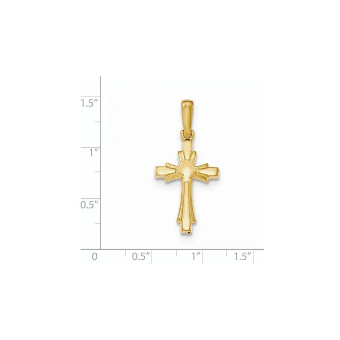 14k Yellow GoldY Polished and Brushed Cross Pendant Goldia Necklaces