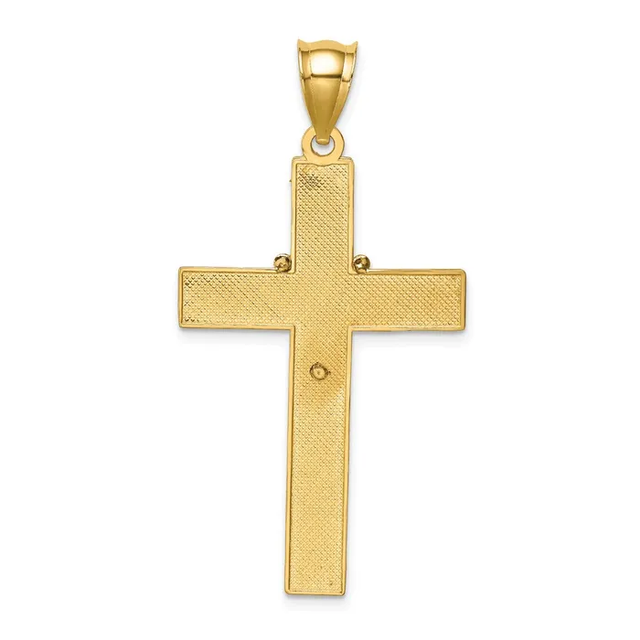 14k Yellow Rhodium Gold wRhodium Cross wRosary Pendant Goldia Necklaces