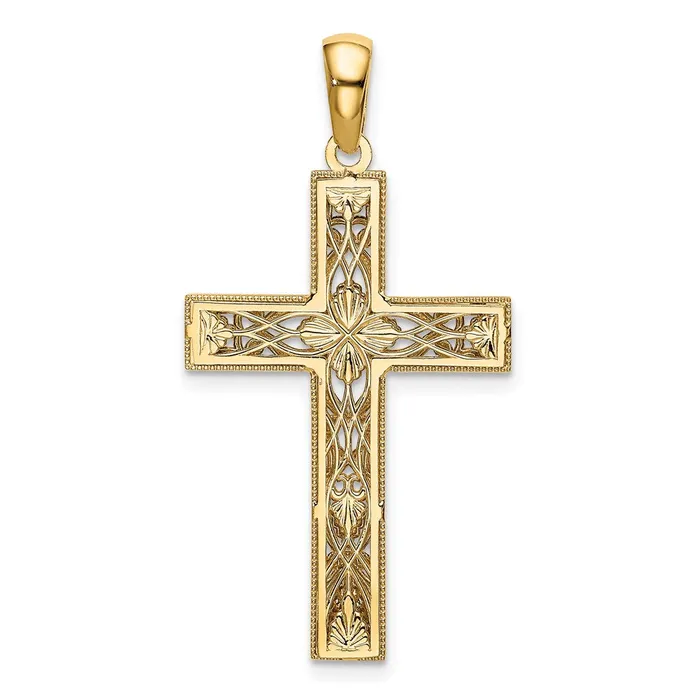 14k Yellow Rhodium Gold White Rhodium DC Cross Pendant Goldia Necklaces