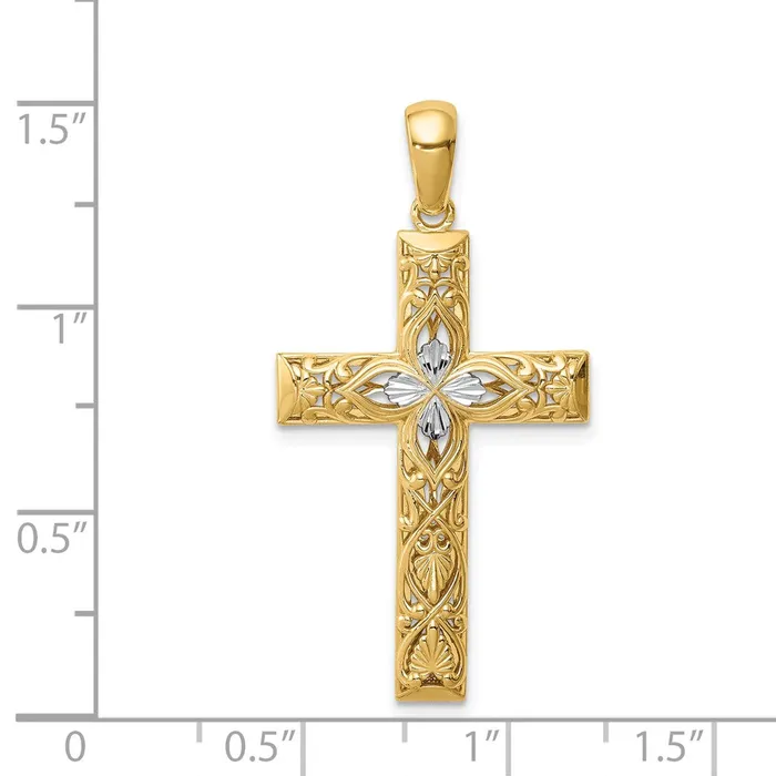 14k Yellow Rhodium Gold White Rhodium DC Cross Pendant Goldia Necklaces