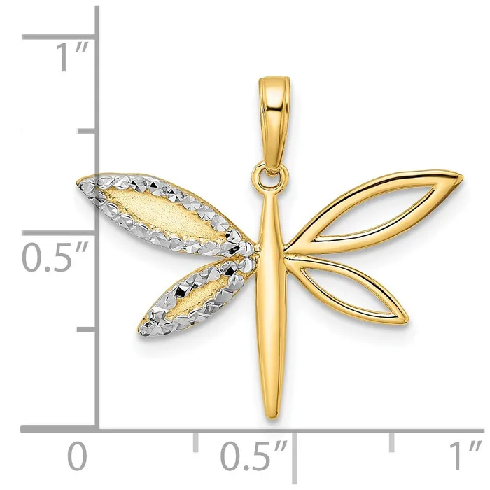 14k Yellow u0026 Rhodium Gold and White Rhodium Diamondcut Dragonfly Pendant Goldia Necklaces