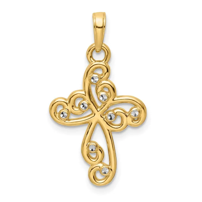 14k Yellow u0026 Rhodium Gold wRhodium DC Cross Pendant Goldia Necklaces