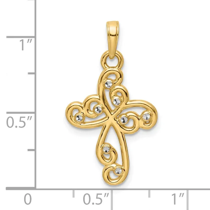 14k Yellow u0026 Rhodium Gold wRhodium DC Cross Pendant Goldia Necklaces