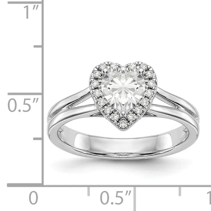 14kw Heart Halo Simulated Diamond Split Shank Engagement Ring Goldiacom Rings
