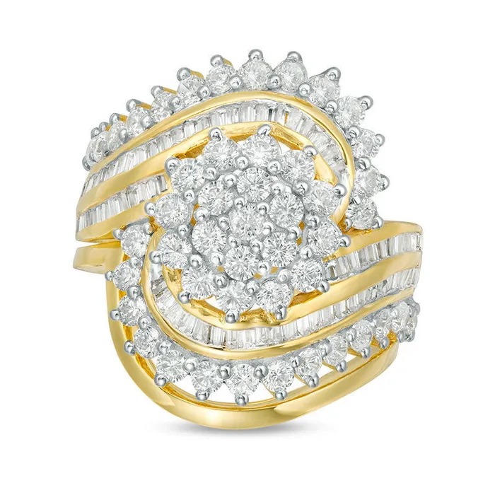 20 CT TW Composite Natural Diamond MultiRow Bypass Bridal Engagement Ring Set in Solid 10K Yellow Gold Goldia Rings 20 CT TW Composite Natural Diamond MultiRow Bypass Bridal Engagement Ring Set in Solid 10K Yellow Gold Goldia Rings