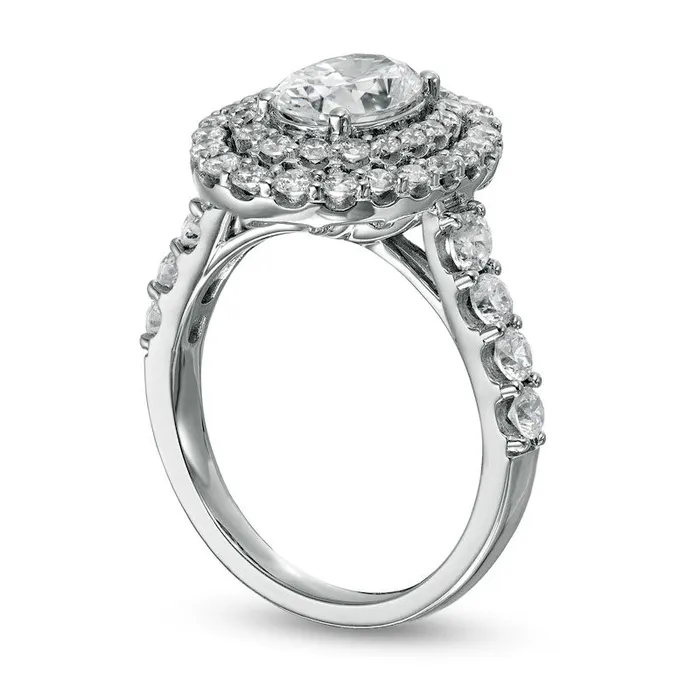 275 CT TW Certified LabCreated Oval Diamond Double Frame Engagement Ring in Solid 14K White Gold FVS2 Goldia Rings 275 CT TW Certified LabCreated Oval Diamond Double Frame Engagement Ring in Solid 14K White Gold FVS2 Goldia Rings