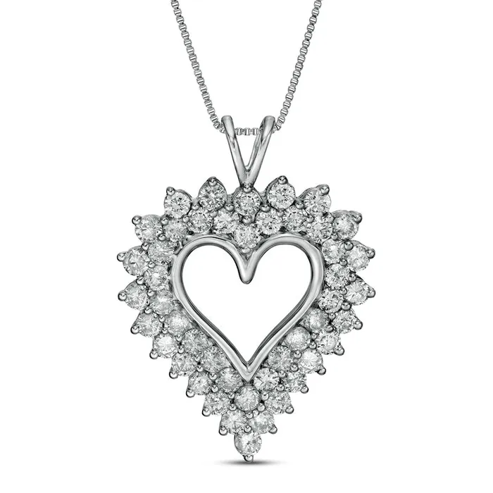 3 CT TW Natural Diamond Sunburst Frame Heart Pendant in Sterling Silver Goldia Necklaces 3 CT TW Natural Diamond Sunburst Frame Heart Pendant in Sterling Silver Goldia Necklaces
