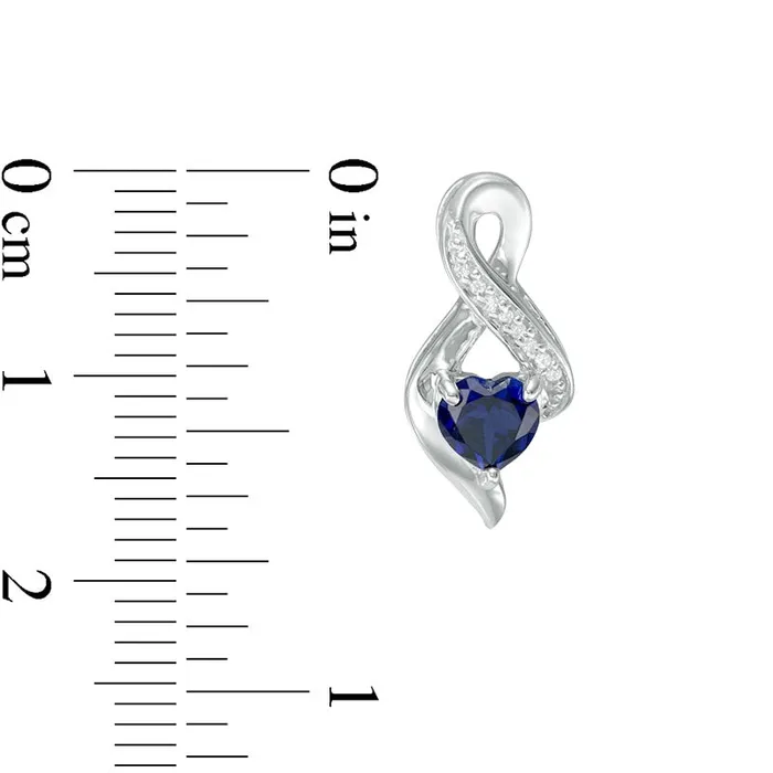 50mm HeartShaped LabCreated Blue Sapphire and 004 CT TW Diamond Infinity Drop Earrings in 10K White Gold Goldia Earrings 50mm HeartShaped LabCreated Blue Sapphire and 004 CT TW Diamond Infinity Drop Earrings in 10K White Gold Goldia Earrings