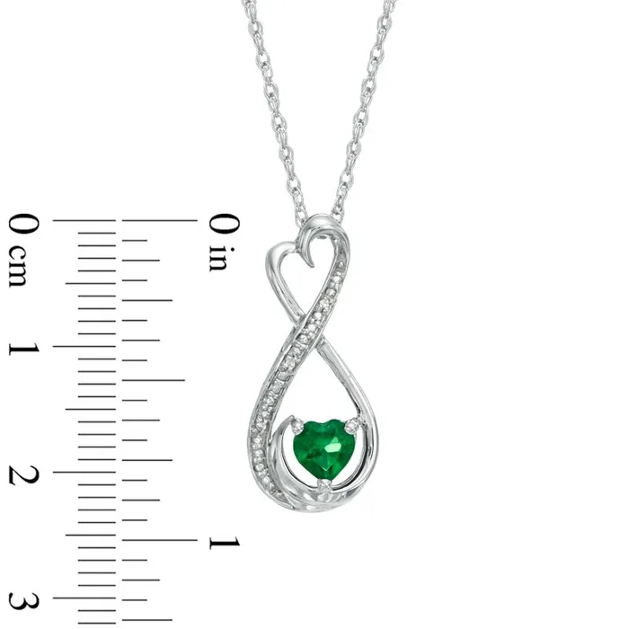50mm HeartShaped LabCreated Emerald and Diamond Accent Infinity Heart MOM Pendant in Sterling Silver Goldia Necklaces 50mm HeartShaped LabCreated Emerald and Diamond Accent Infinity Heart MOM Pendant in Sterling Silver Goldia Necklaces