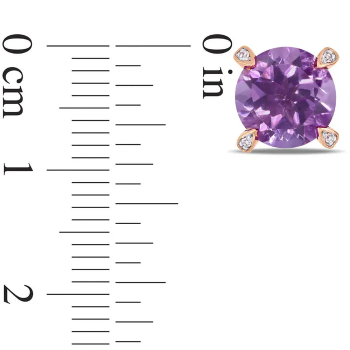 80mm Amethyst and Diamond Accent Stud Earrings in 10K Rose Gold Goldia Earrings 80mm Amethyst and Diamond Accent Stud Earrings in 10K Rose Gold Goldia Earrings