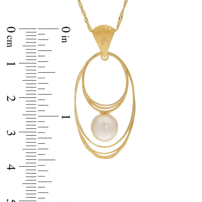 85 90mm Cultured Freshwater Pearl Double Oval Pendant in 14K Gold Goldia Necklaces 85 90mm Cultured Freshwater Pearl Double Oval Pendant in 14K Gold Goldia Necklaces